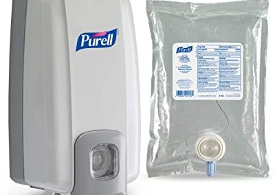 PURELL Advanced Hand Sanitizer NXT Starter Kit, 1 – 1000 mL Hand Sanitizer Gel Refill + 1- PURELL NXT SPACE SAVER Dove Grey Push-Style Sanitizer Dispenser – 2156-D1